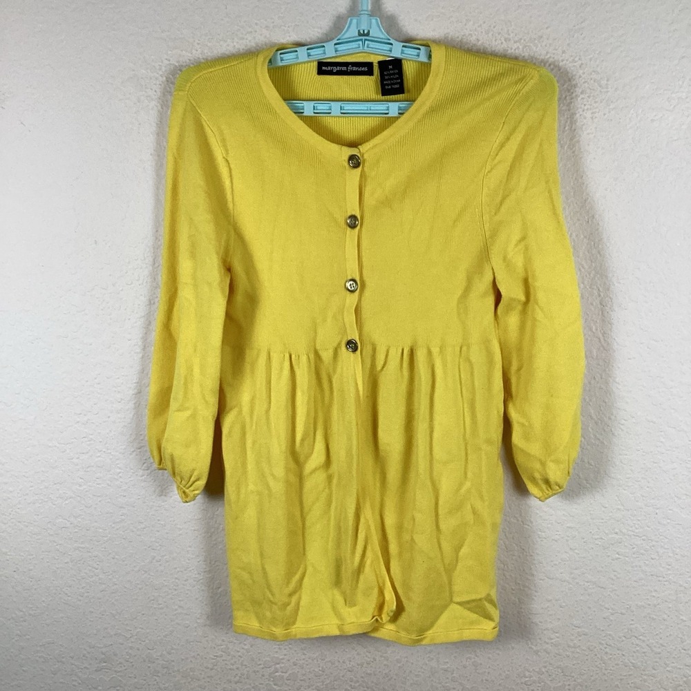 Margaret Frances Womens Sweater Sz M Medium Cardigan Yellow Soft Excellent